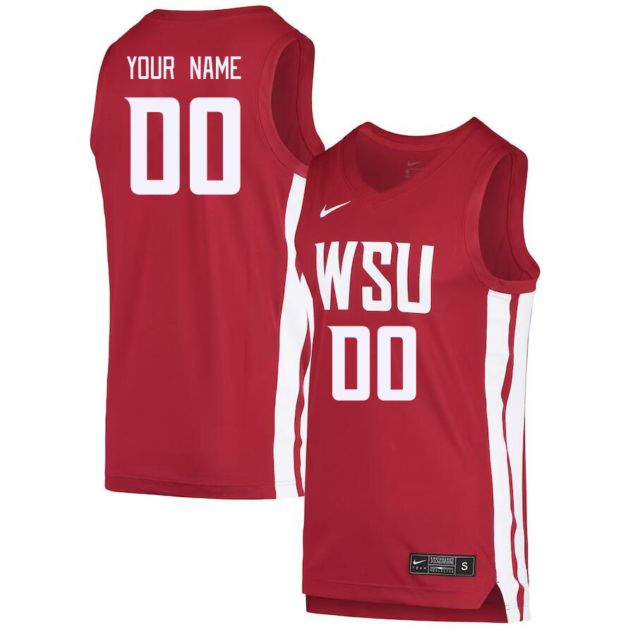 Custom Washington State Cougars Name And Number College Basketball Jersey Stitched-Crimson